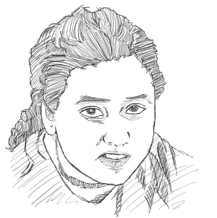Pencil sketch of Xayla